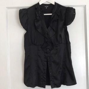 Black button up sleeveless blouse